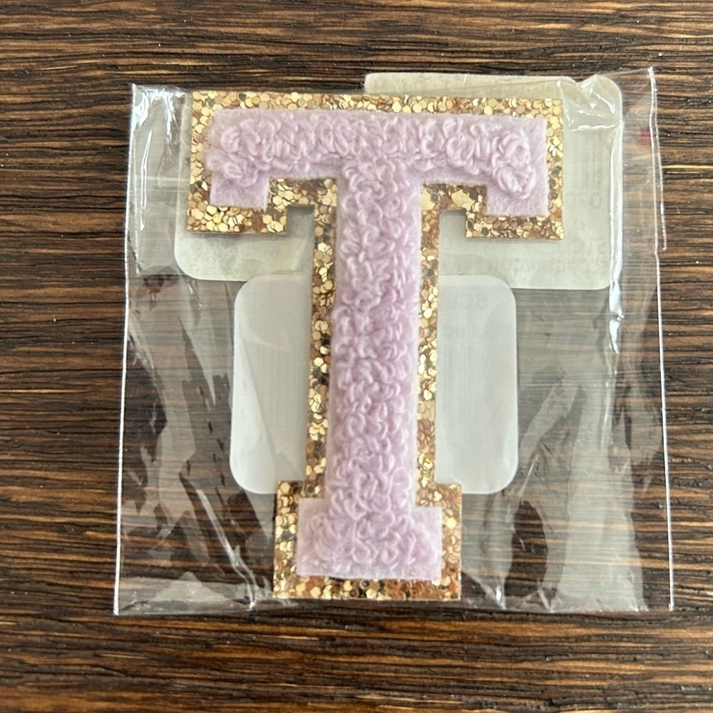 Stoney Clover Lane Lilac Glitter Varsity Letter T Patch